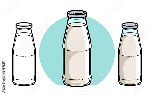 Bottle of milk isolated on white vector illustration, logo or icon in cartoon style.