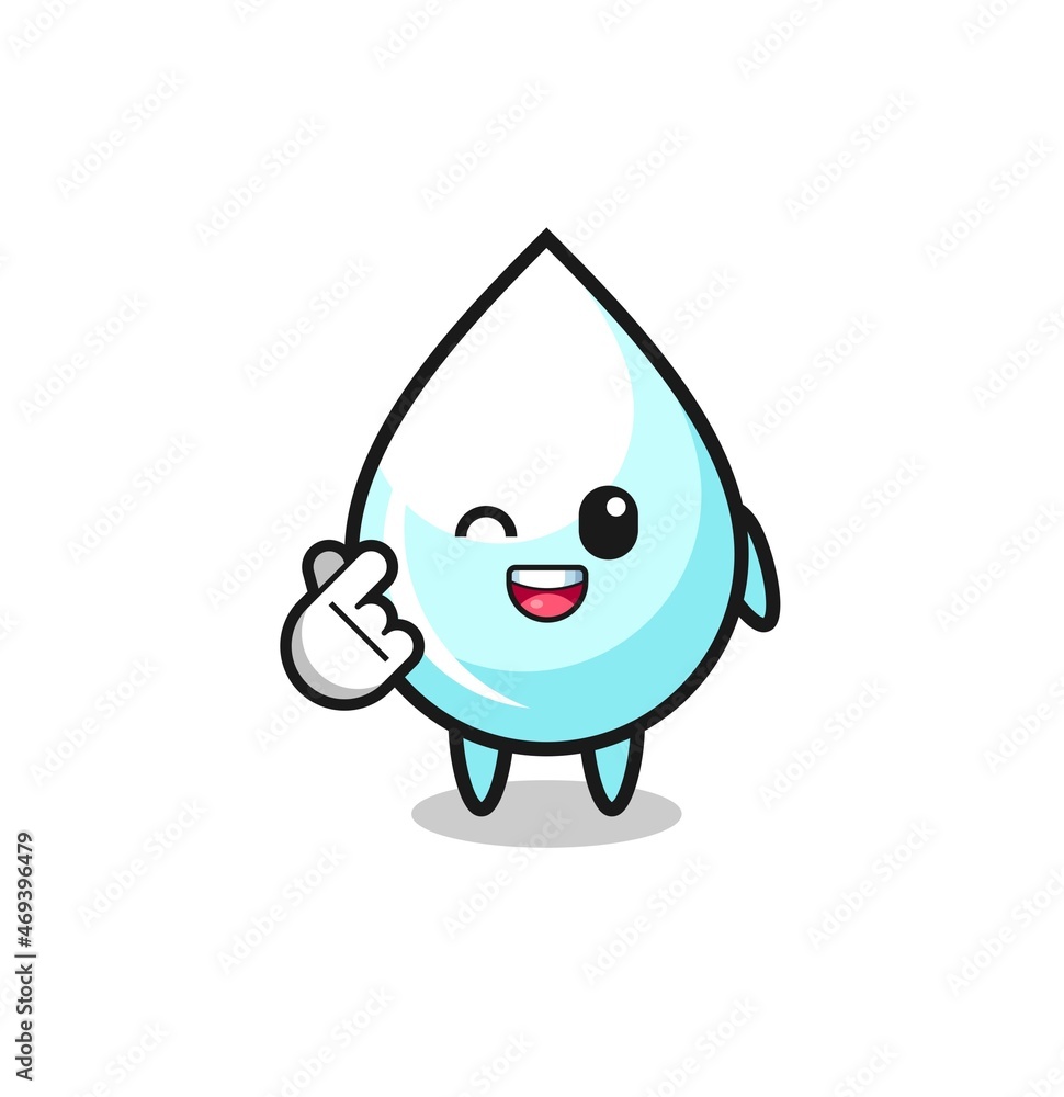 milk drop character doing Korean finger heart milk drop character doing Korean finger heart