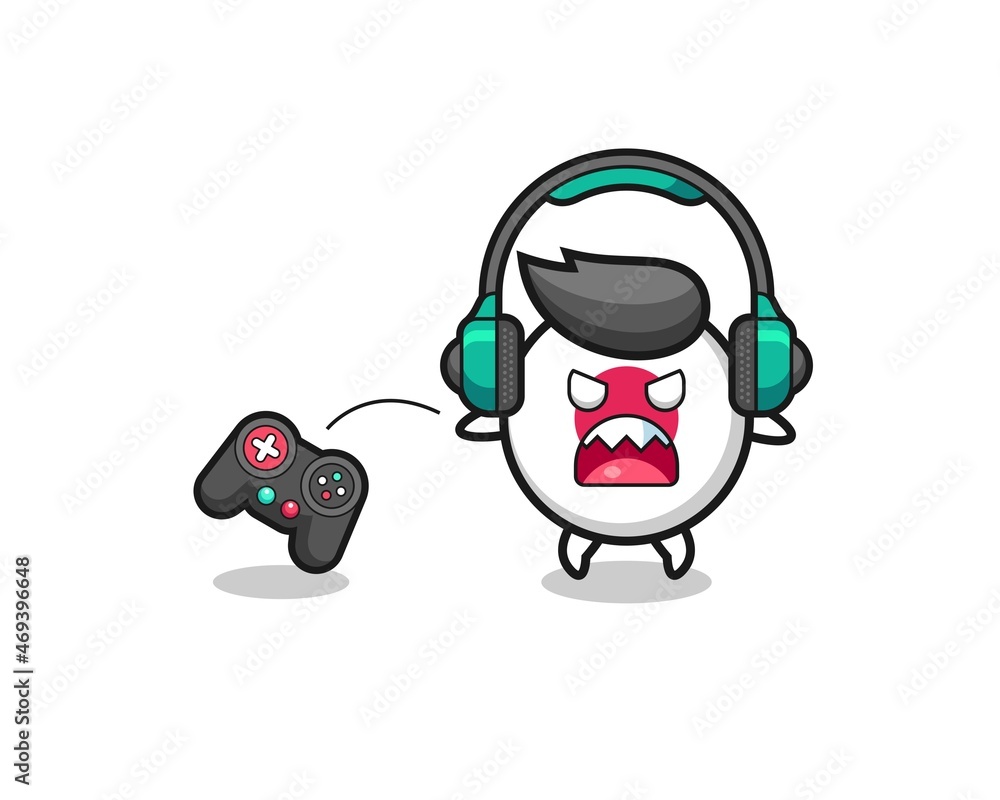 japan flag gamer mascot is angry japan flag gamer mascot is angry