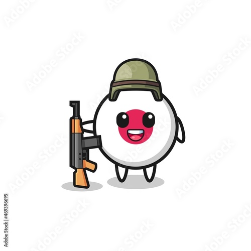 cute japan flag mascot as a soldier