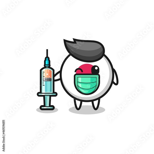 japan flag mascot as vaccinator