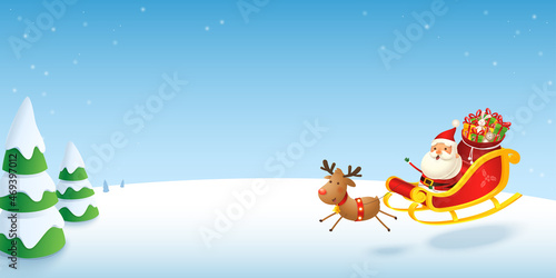 Santa Claus sleight banner - winter landscape