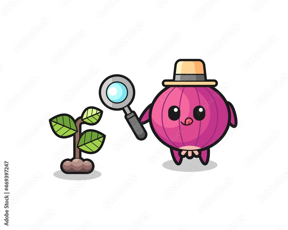 Fototapeta premium cute onion herbalist researching a plants