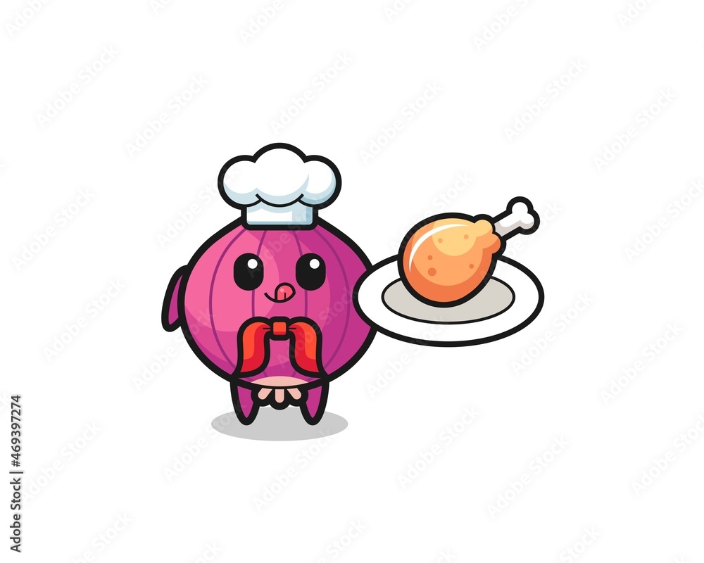 onion fried chicken chef cartoon character onion fried chicken chef cartoon character
