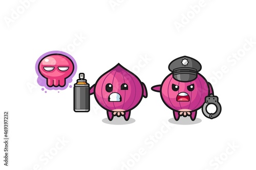 onion cartoon doing vandalism and caught by the police
