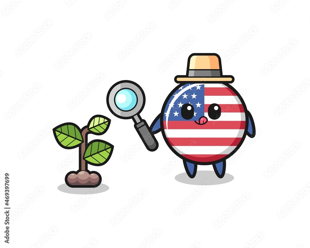 Fototapeta premium cute united states flag herbalist researching a plants