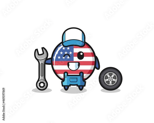 the united states flag character as a mechanic mascot