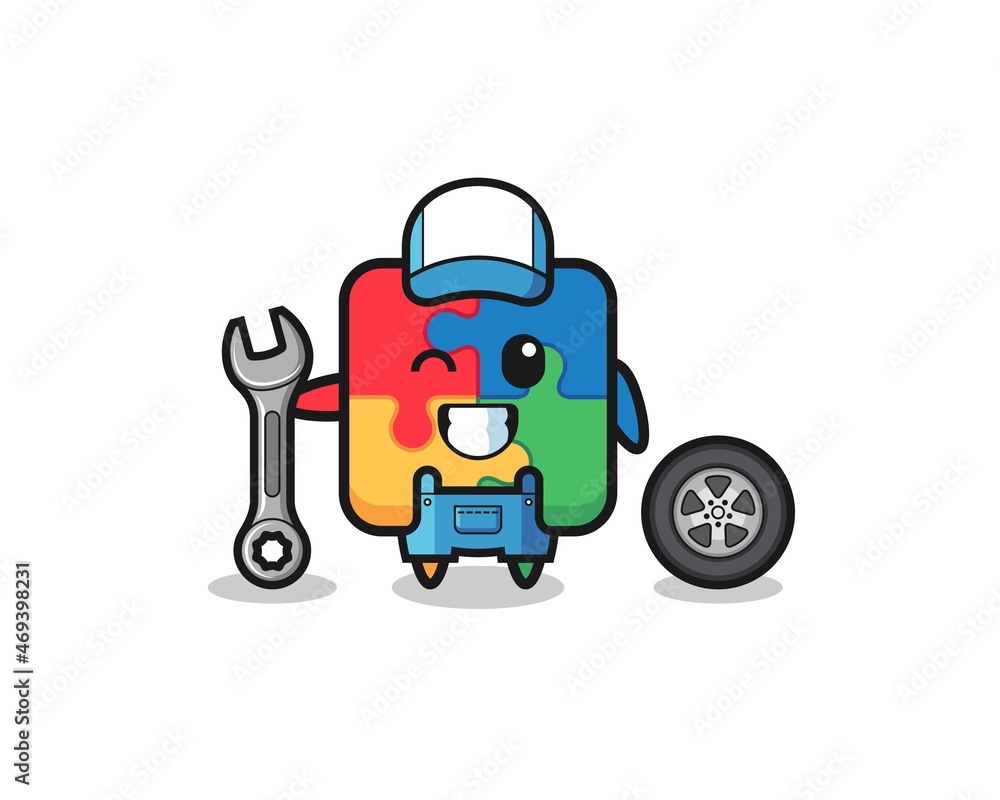 the puzzle character as a mechanic mascot the puzzle character as a mechanic mascot