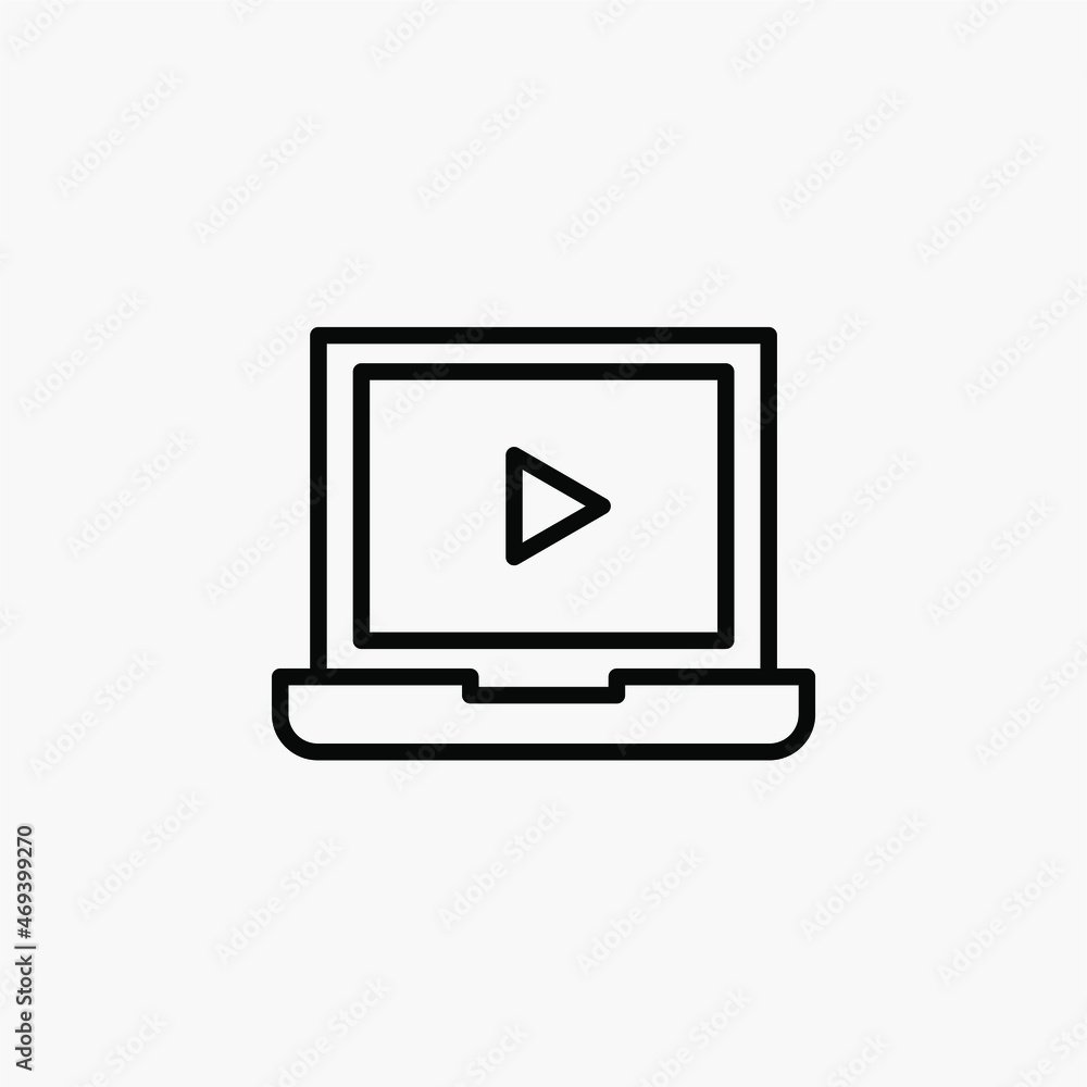Video, media player, laptop line icon, vector, illustration, logo template. Suitable for many purposes. Video, media player, laptop line icon, vector, illustration, logo template. Suitable for many purposes.