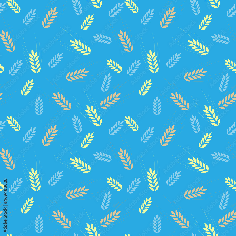 Seamless pattern with spikelets on a blue background. Vector craphics Seamless pattern with spikelets on a blue background. Vector craphics