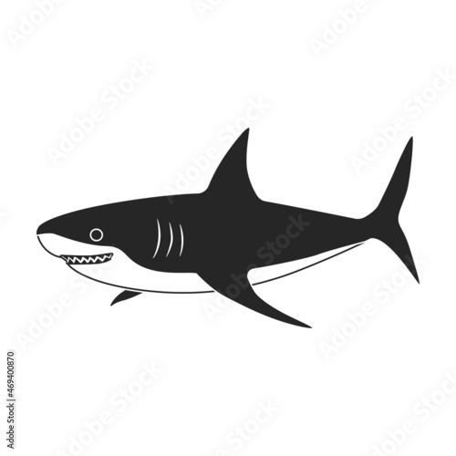 Shark black vector icon.Black vector illustration fish of sea. Isolated illustration of shark icon on white background.