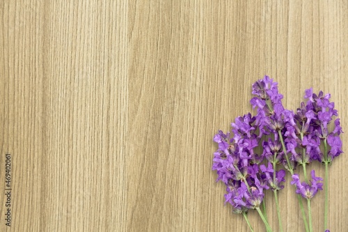 Aroma bunch of lavander on wooden desk