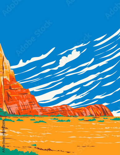 WPA poster art of Box Canyon  in Kodachrome Basin State Park located in Utah United States USA done in works project administration style.