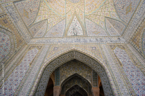 Arches with mosaics at Vakil Mosque in Shiraz (Iran) photo