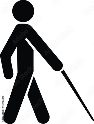 Blind Icon, Blind man walk icon photo