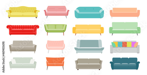 Collection of sofa illustration. Sofa vector Icons. Furniture design. Comfortable couch collection for interior design.