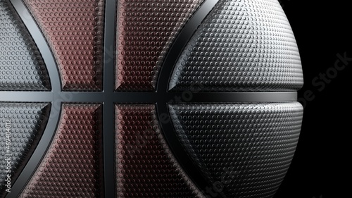 Metallic Dark Green-Blown Basketball Design Background.  3D illustration. 3D CG. High quality rendering. © DRN Studio
