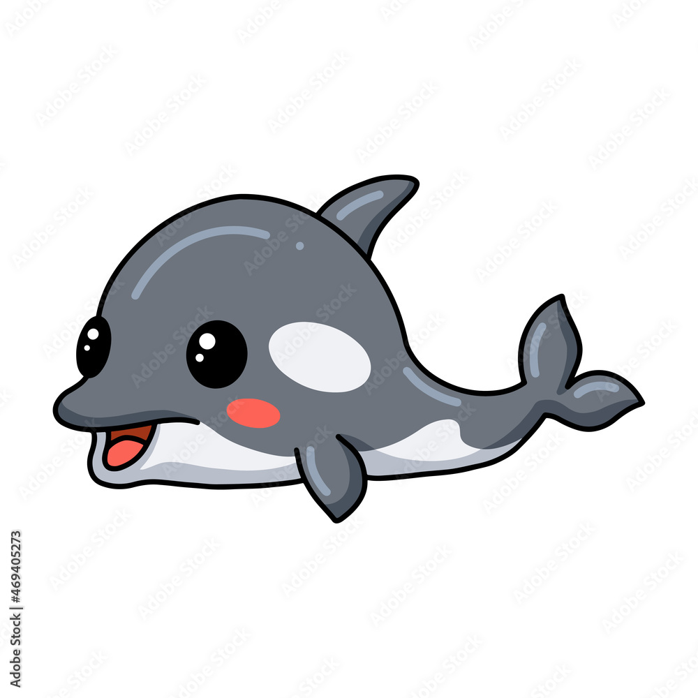 Naklejka premium Cute little killer whale cartoon