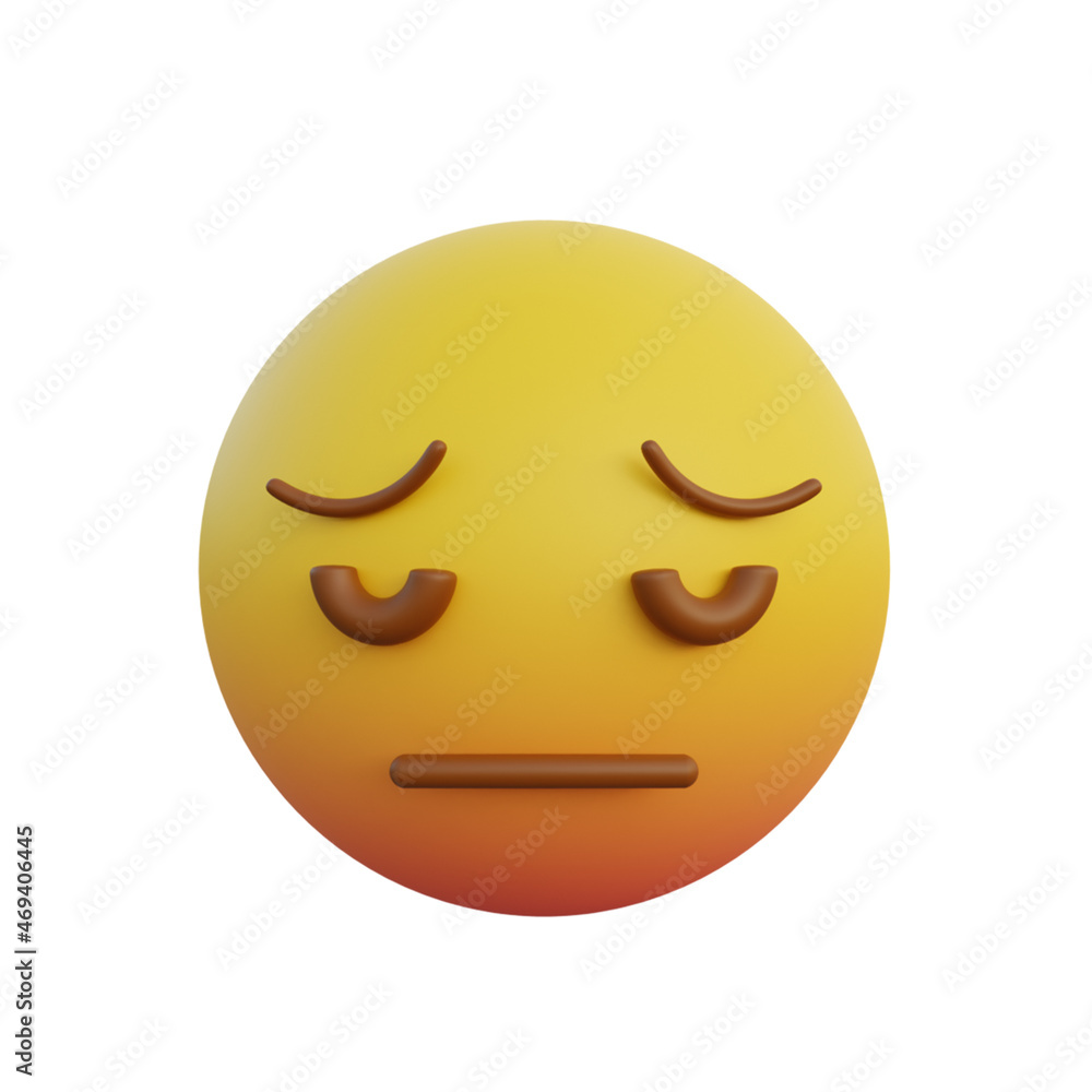 Fototapeta premium 3d illustration sad and tired face emoticon