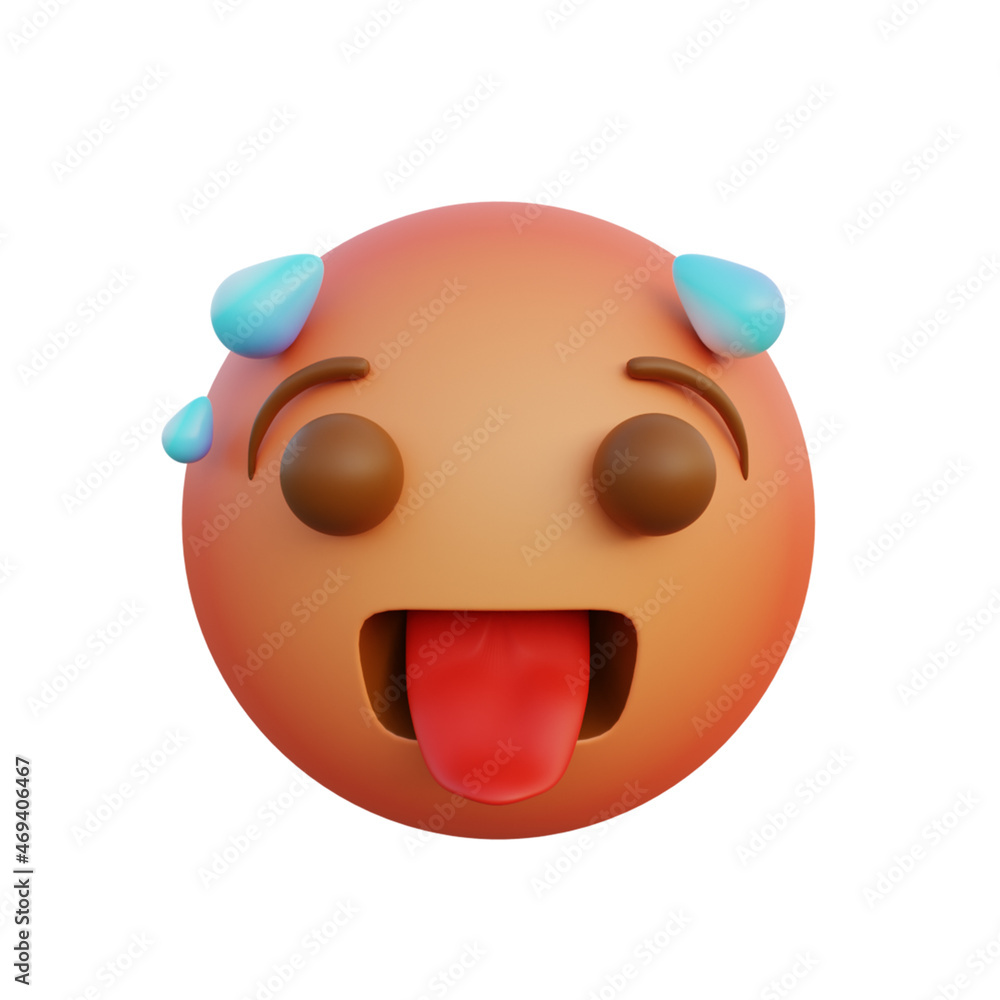 3d illustration Emoticon expression hot face 3d illustration Emoticon expression hot face