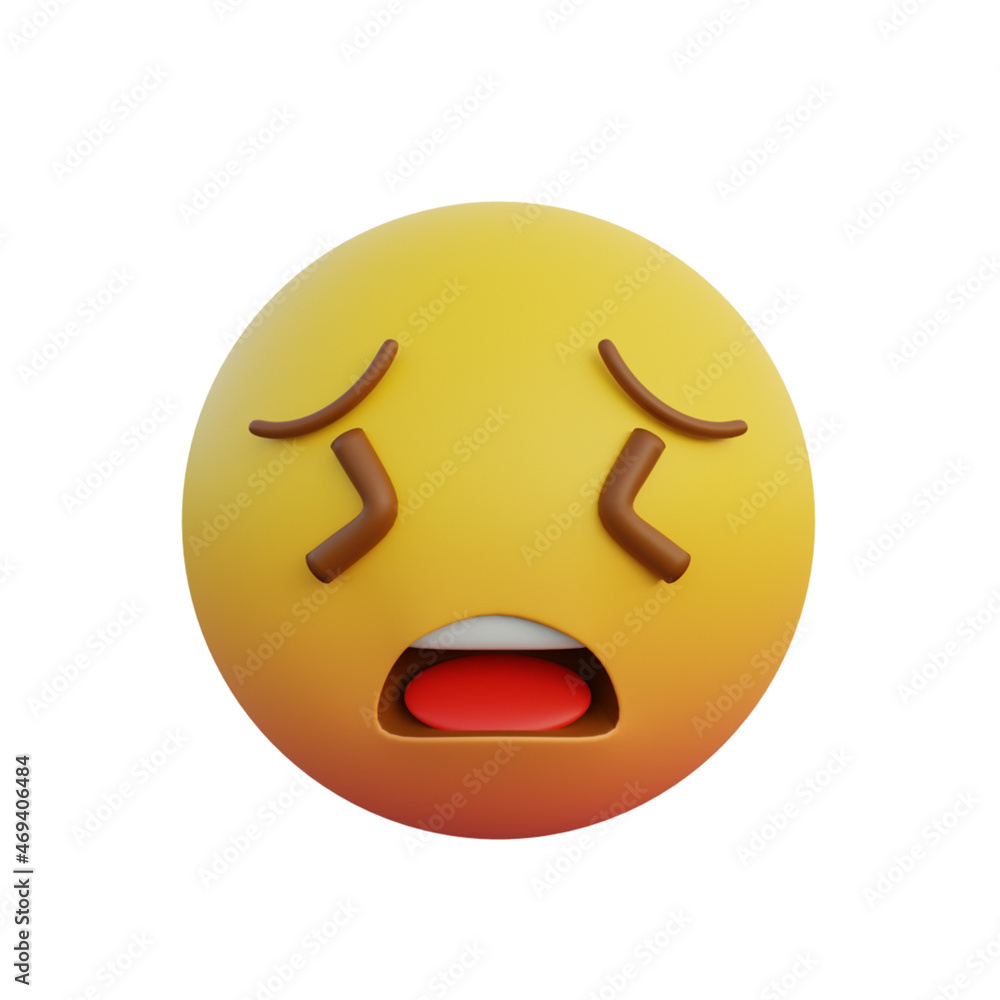 3d illustration Emoticon expression very persevering face