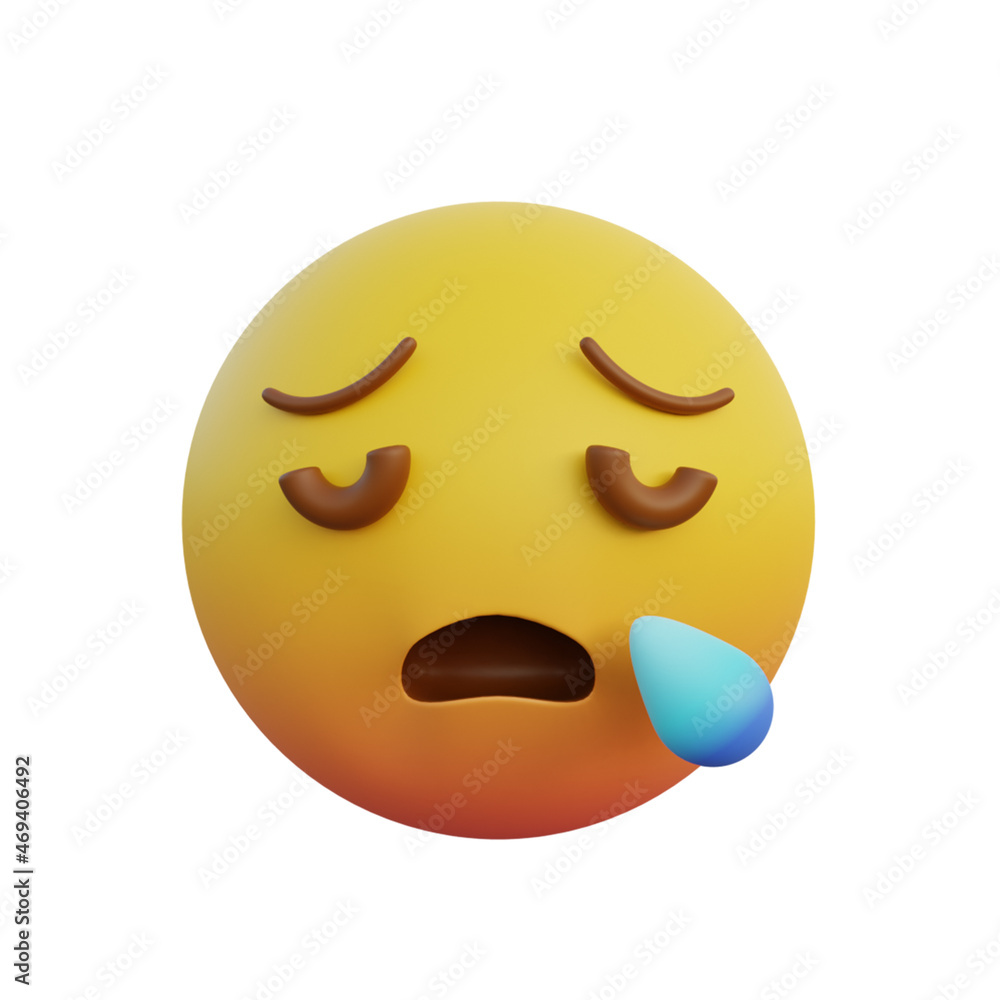 3d illustration Emoticon expression sleepy face 3d illustration Emoticon expression sleepy face