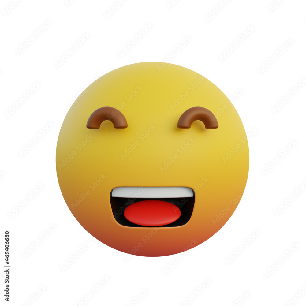 Fototapeta premium 3d illustration laughing expression emoticon With eyes closed