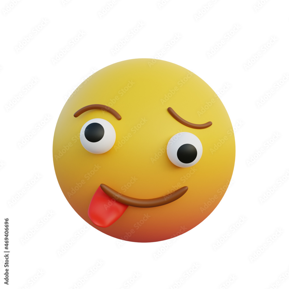 Fototapeta premium 3d illustration Emoticon expression silly face sticking out tongue
