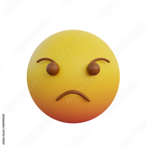 3d illustration Emoticon expression angry face