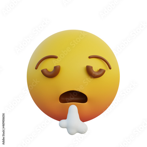 3d illustration Emoticon expression Exhaling sigh photo