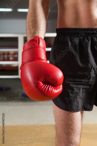 man wearing a bloxing glove