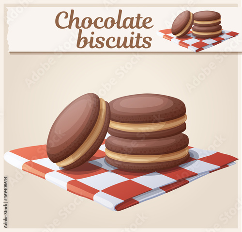 Chocolate peanut butter shortbread sandwiches cartoon vector illustartion