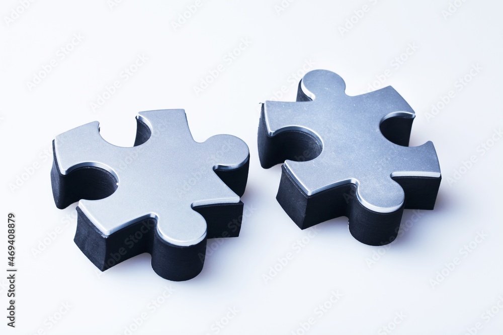 Jigsaw toy Puzzle Pieces on the desk Jigsaw toy Puzzle Pieces on the desk