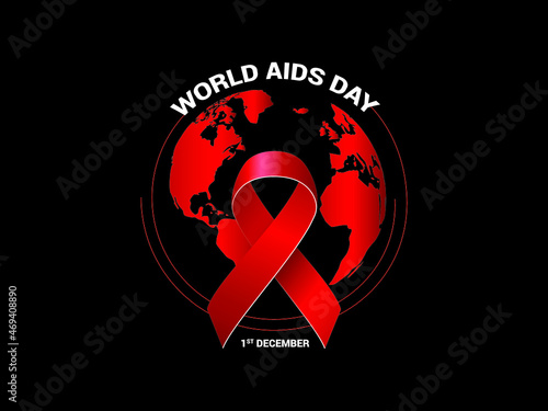 Vector illustration typography logo, banner for World AIDS Day, 1st December,  every year to raise awareness and knowledge about HIV and a call to move toward ending the HIV epidemic.