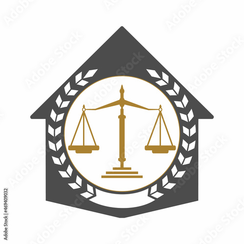 Law House Logo Design. Property Law Logo, Real estate and law symbol.