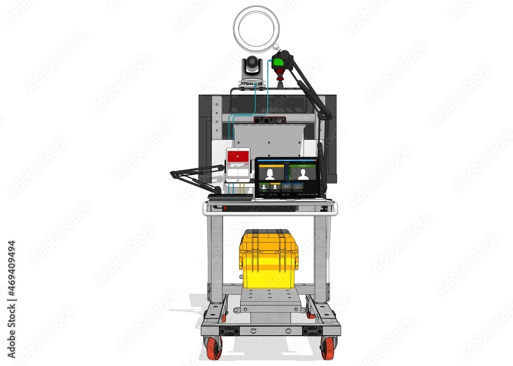 Mobile Streaming unit for outdoor Production. Live streaming system/equipment. online streaming on Social media. Mini broadcast 3D Model Prototype Mobile Streaming unit for outdoor Production. Live streaming system/equipment. online streaming on Social media. Mini broadcast 3D Model Prototype
