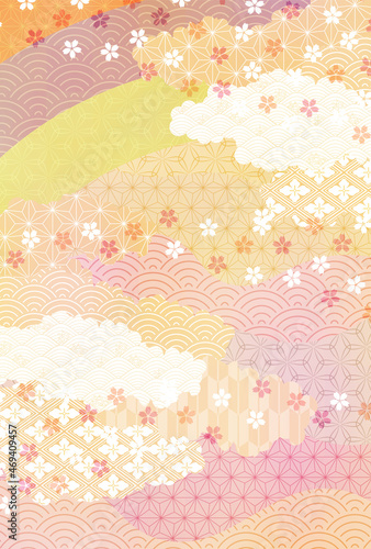 桜　和柄　年賀状　背景