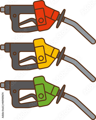 Nozzle sets for regular gasoline, high-octane gasoline, and diesel oil