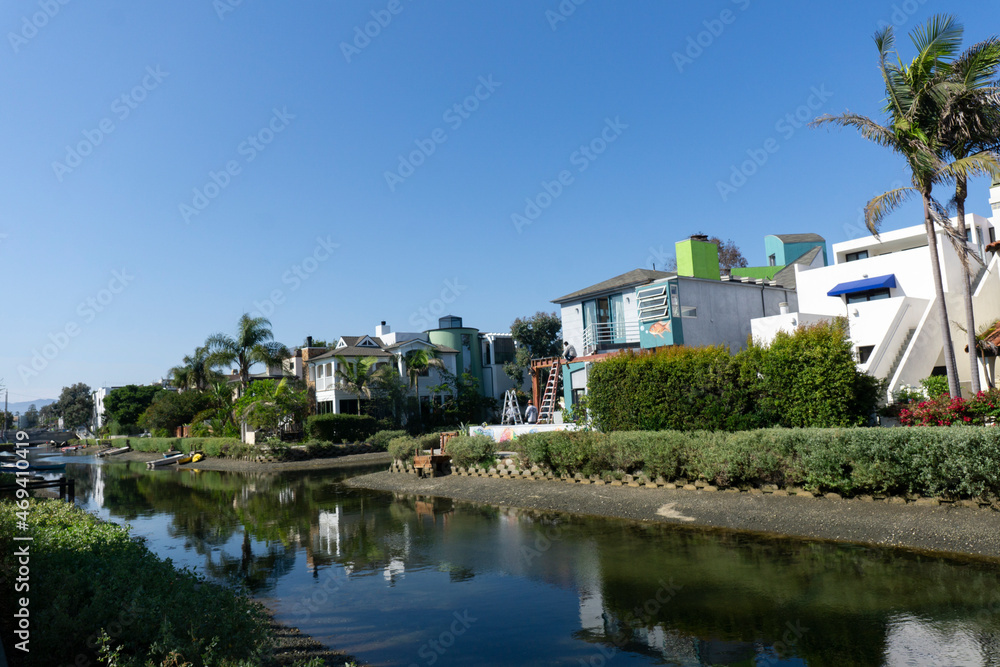 Fototapeta premium Residential area of Venice Beach Canal in Los Angeles, California.