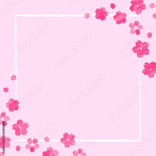 手書きの桜の花のシンプルなフレーム 