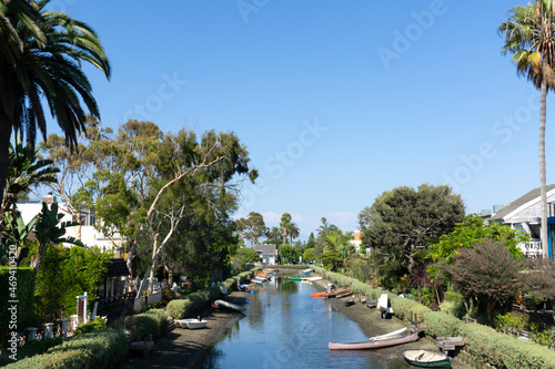Residential area of Venice Beach Canal in Los Angeles, California.