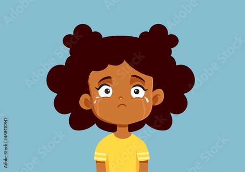 Sad Unhappy Tearful Girl Vector Illustration