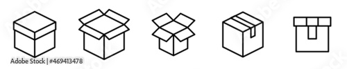 Conjunto de icono de caja de cartón abierto y cerrado, embalaje para entrega y almacenamiento. Ilustración vectorial photo
