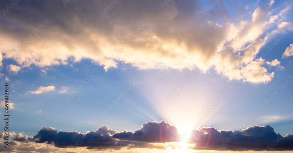 Panorama of the sky with clouds and lit by the light of the sunset. Panorama of the sky with clouds and lit by the light of the sunset.