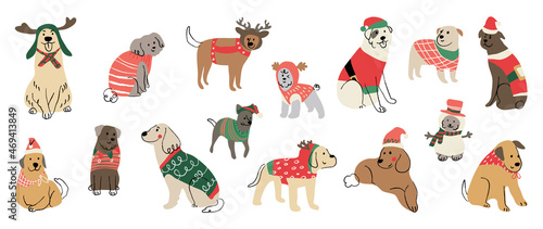 Foto The Cutest Christmas Puppies vector set