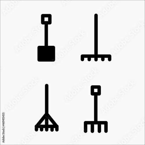 garden tools icon in black line style