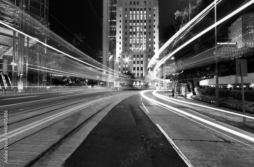 Traffic in downtown of Hong Kong city at night