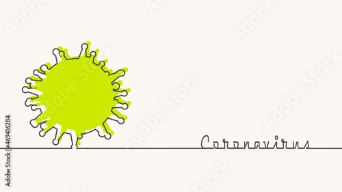 Abstract thin lines style icon of corona virus.