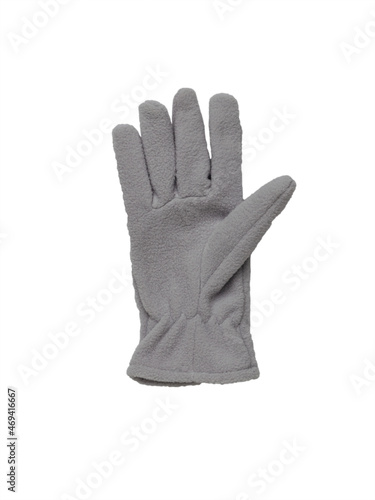 Warm grey women's glove insulated on a white background.