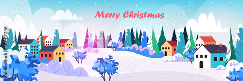 colorful cottages in ski resort winter landscape background christmas new year holidays celebration greeting card